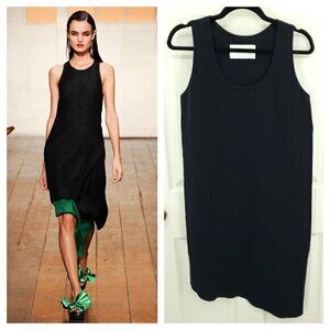 Cedric Charlier Asymmetrical Hem Scoop Neck Tank Dress 8 Black